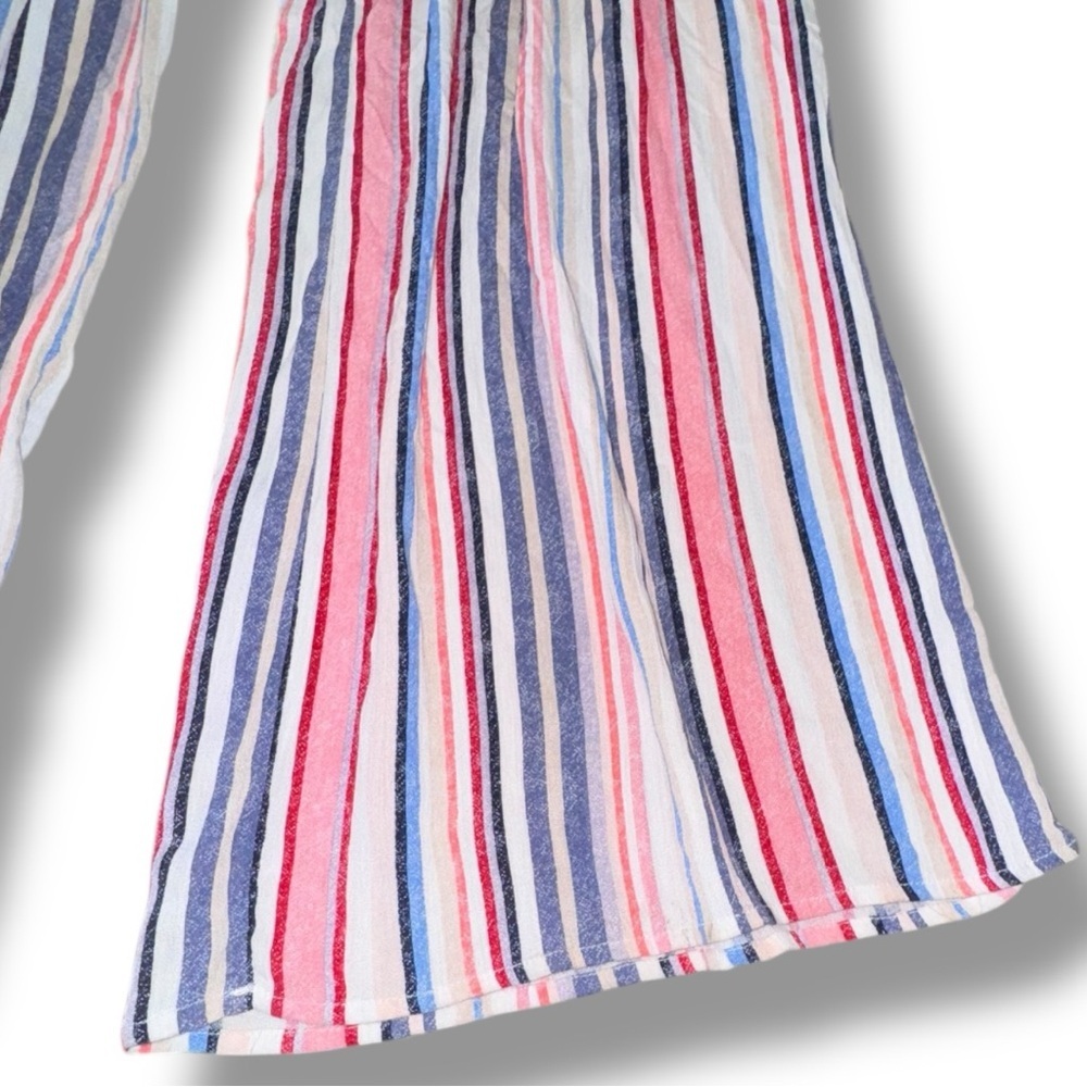 EST 1946 Size Large Elastic Waist w/Tie Belt Striped Wide Leg Beach Pants - Picture 5 of 6